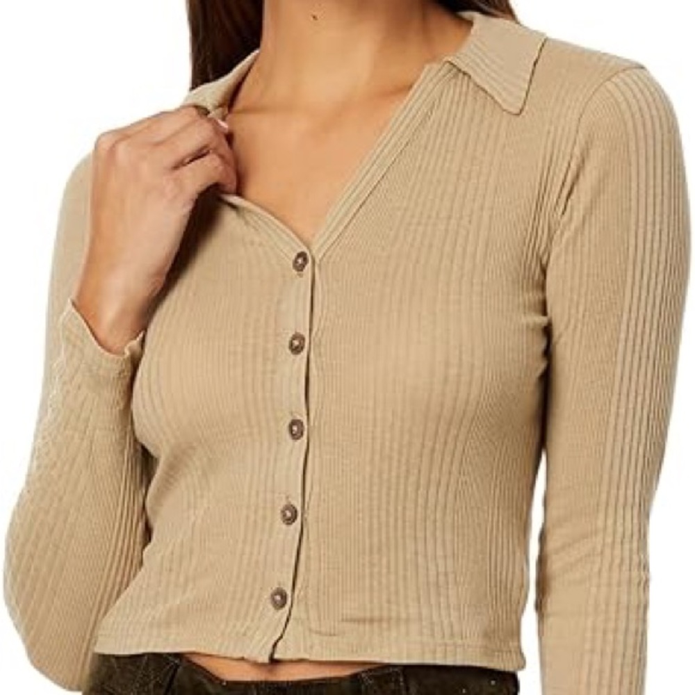 MADEWELL Variegated Rib V-Neck Polo - Drill Khaki